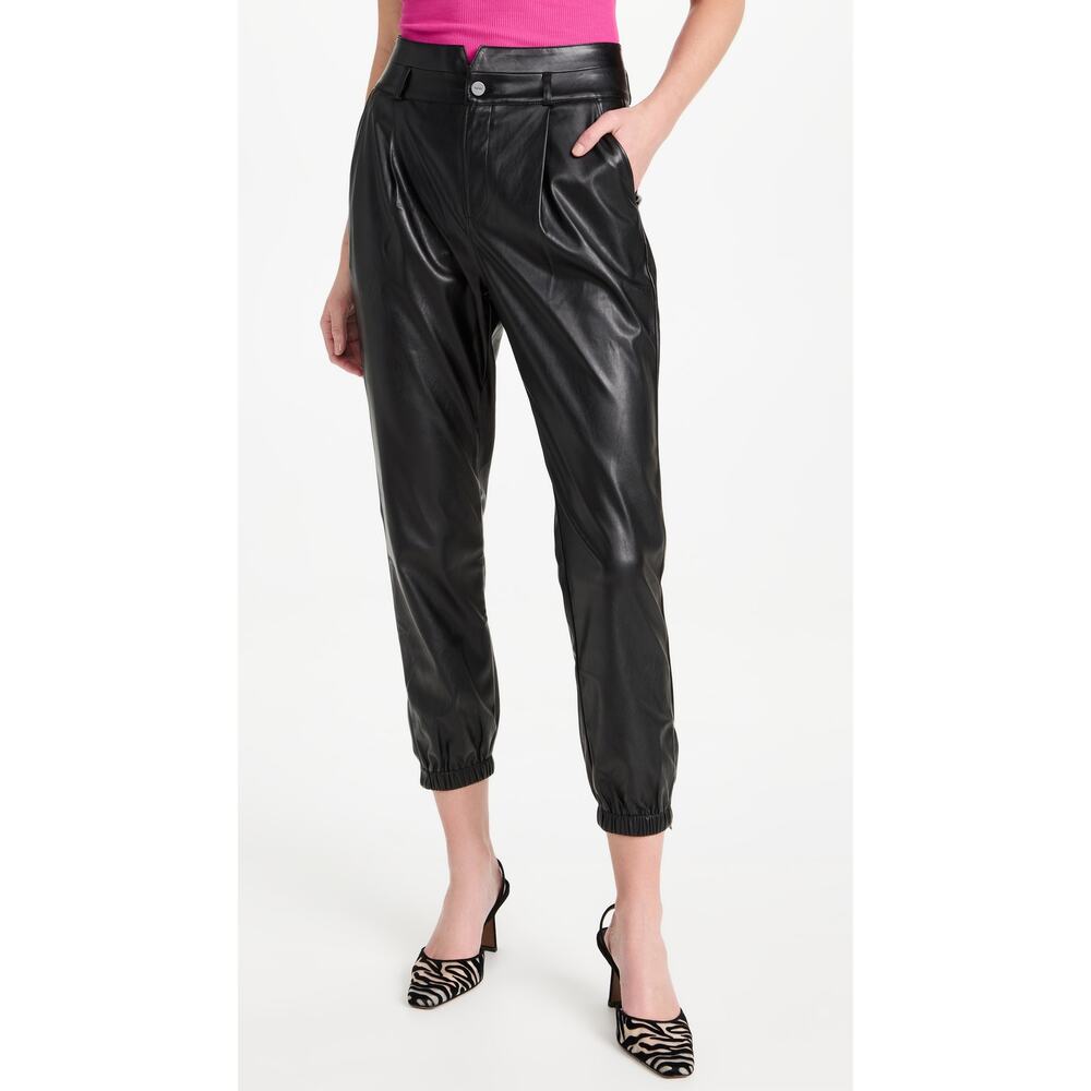 Paige High Rise Black Pleated Mayslie Joggers Size 6